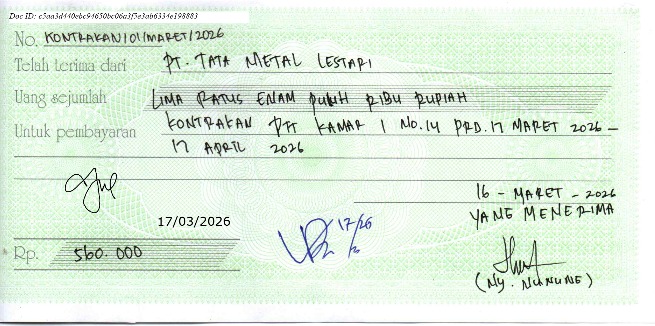 TML - Penyediaan Kontrakan Tukang Kamar 1 Oleh Bu Nunung Periode  17 Maret - 17 April 2026